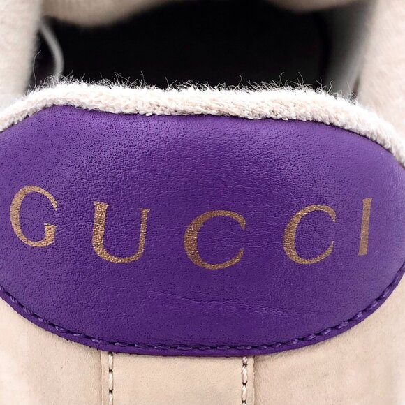 Gucci Screener Patchwork GG Logo Casual Sneakers 36 Purple Red Beige Leather & C - Picture 6 of 9